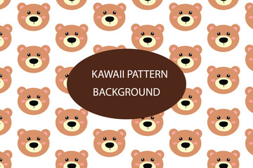 Obraz premium Kawaii animal pattern background design. baby bear summer pattern background. for newborn apparel, textiles and wallpaper Vector illustration