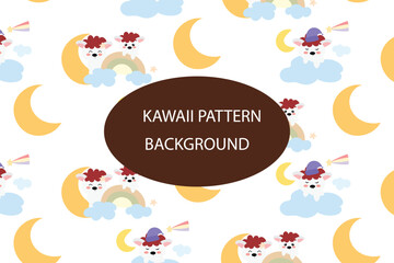 Kawaii animal pattern background design.  baby bear summer pattern background. for newborn apparel, textiles and wallpaper Vector illustration
