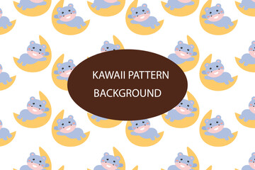 Fototapeta premium Kawaii animal pattern background design. baby bear summer pattern background. for newborn apparel, textiles and wallpaper Vector illustration