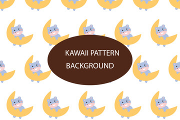Fototapeta premium Kawaii animal pattern background design. baby bear summer pattern background. for newborn apparel, textiles and wallpaper Vector illustration