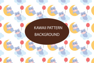 Kawaii animal pattern background design.  baby bear summer pattern background. for newborn apparel, textiles and wallpaper Vector illustration