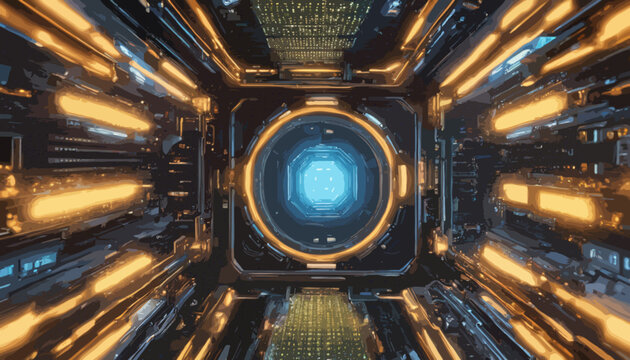 Quanten oder Supercomputer. Vektor - Grafik