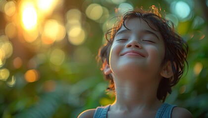 Smiling deaf boy learning 