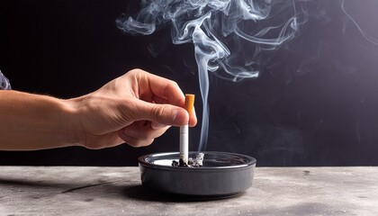 smoking cigarette with smoke on black