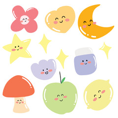 Obraz premium set of moon planet doodles isolated on white background