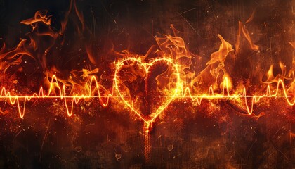 Vibrant heartbeat  illuminated pulse in stylized heart shape symbolizes vitality and life force
