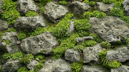 a cluster of gray rocks, including a large one on the left, arranged in a row from left to right