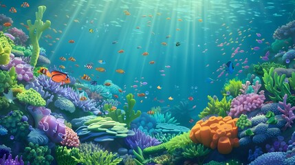 Vibrant Underwater Wonderland with Thriving Coral Reef and Tropical Fish