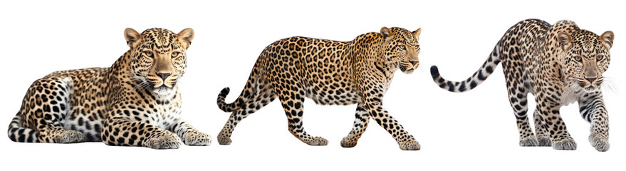 Set of leopard  illustration PNG element cut out transparent isolated on white background ,PNG file ,artwork graphic design.