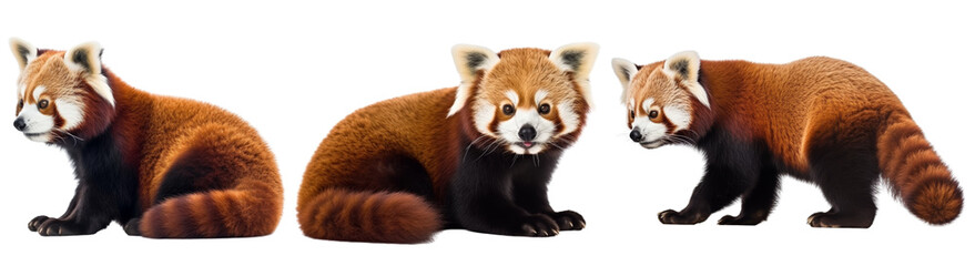 set of red panda illustration PNG element cut out transparent isolated on white background ,PNG file ,artwork graphic design.