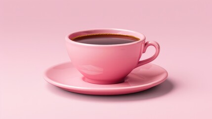 Cute 3D coffee mug, pink, pink background
