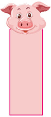 Vector illustration of a happy pig on pink.