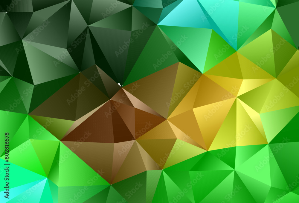 Wall mural Dark Green, Yellow vector triangle mosaic template.