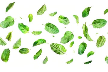 A vibrant image of green leaves caught in mid-air. Suitable for nature or environmental themes