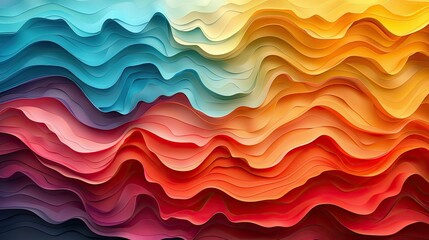 Fototapeta premium Colorful wavy background with paper cut style