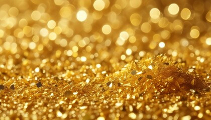 Gilded Gleam: Close-Up of Golden Glitter Background