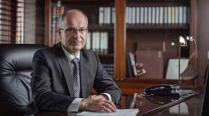 Professionalism exemplified: Lawyer at work, with office setting representing trust and reliability, exuding confidence and capability.