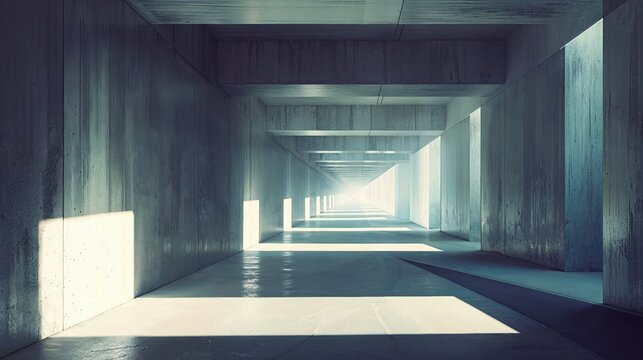 Modern Architectural Space with Clean Lines and Strong Directional Lighting.