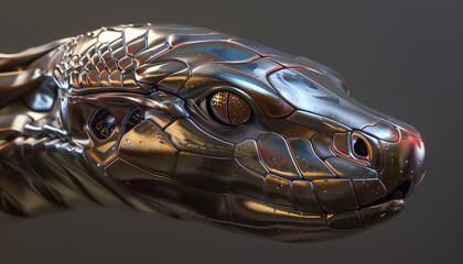 cyborg metal snake head up close vipers