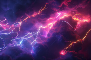 lightning strike colored 3d rendering