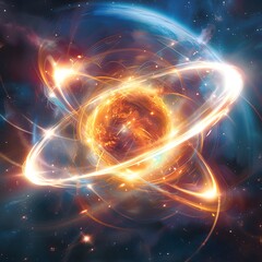 Obraz premium Swirling fractal colors illuminate a wave-particle duality across realms of space
