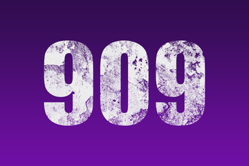 flat white grunge number of 909 on purple background.	
