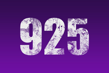 flat white grunge number of 925 on purple background.	
