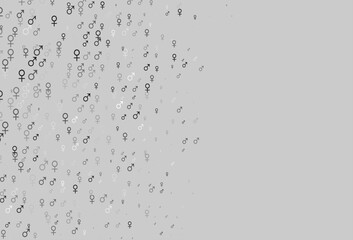 Light silver, gray vector template with man, woman symbols.