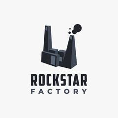 Abstract rock hand factory logo icon vector template on white background