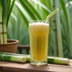 glass of fresh juice on green background