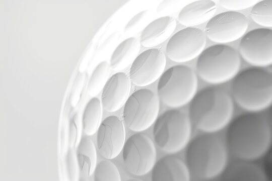 Close-up of a pristine white golf ball, emphasizing the dimpled texture, golfing and sports themes