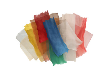 Colorful fabric swatches, perfect for fashion and design concepts against a transparent background.