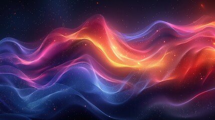 Dark abstract curve and wavy background with gradient and color, Glowing waves in a dark background