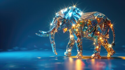 An elephant made out of crystal diamonds