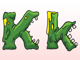 Zombie Font Uppercase Lowercase Letter K