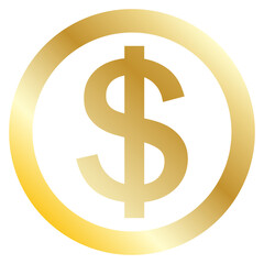 golden dollar icon transparent background