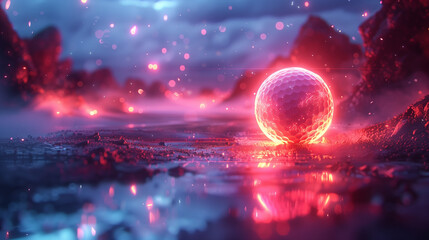Obraz premium golf ball with abstract neon light