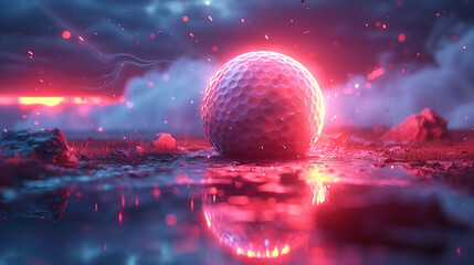 golf ball with abstract neon light