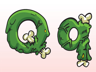 Zombie Font Uppercase Lowercase Letter Q