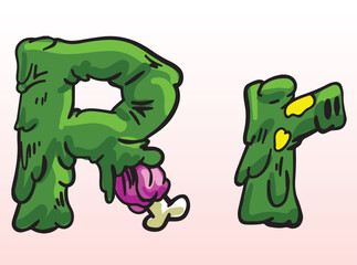 Zombie Font Uppercase Lowercase Letter R