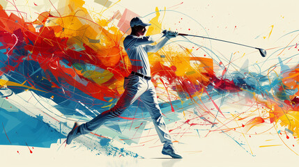 illustration of golfer - obrazy, fototapety, plakaty
