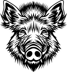 Wild boar silhouette icon in black color. Vector template design illustration.