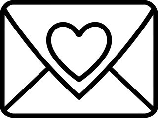 Love letter silhouette icon in black color. Vector template design.