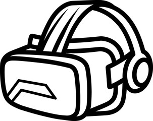 Virtual reality headset silhouette in black color. Vector template design.