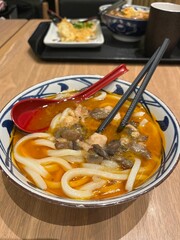 hot udon in a bowl