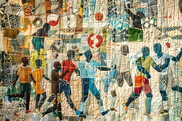 A tapestry woven with threads of international sports motifs.