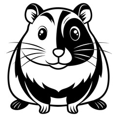 Stylized Black and White Hamster Illustration