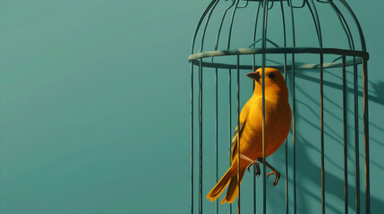 Illustration of a caged bird to represent feeling trapped.


