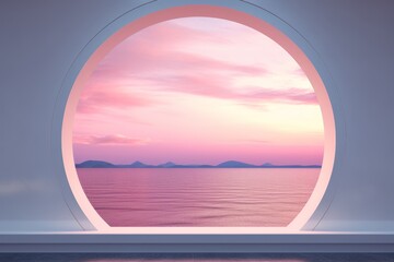 A View of a Body of Water Through a Round Window