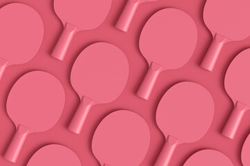 Pattern from ping pong rackets for table tennis on monochrome background